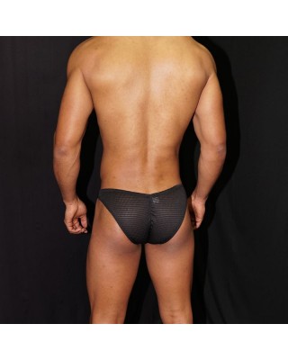 slip Bikini cachetero  malla negra, marca gluteos,  vista trasera