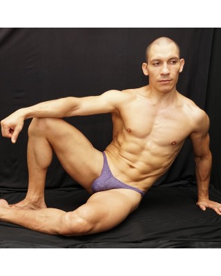 thong for men made in viscose purple, front view