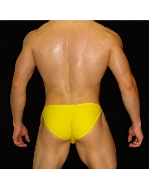 Buns bikini yellow microfiber material.