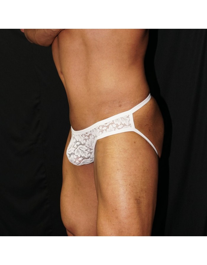 casi un Bikini o casi un Jockstrap ? Encaje  Blanco