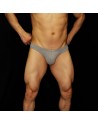 spandex for men bikini Melange Grey , wide sides. back view