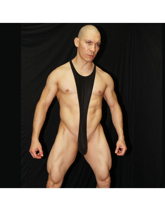 Buy tie-style bodysuit made of eco leather. For men