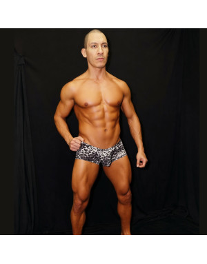 Venta en linea de Boxer hombre leopardo negro, de cintura extra baja, espacioso para tus genitales.