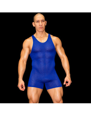 Venta en linea y a precios oferta de Body  luchador para Hombre  hecho de malla azul