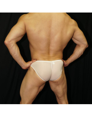 Bikini Butt Enhancer with a vertical elastic that defines it in all its manly beauty. Silky cream-coloured fabric