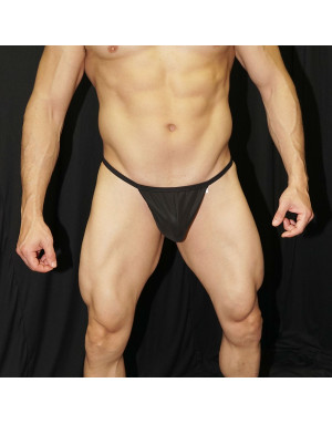 Online sale at Black Friday prices for Eco Leather Jockstrap but made from black synthetic leather.