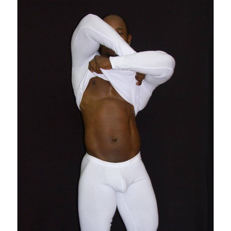 Spandex Tight Long-Sleeve Shirt for Men - White